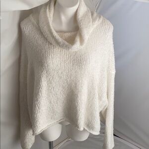 Free People BFF white cropped cowl neck sweater M